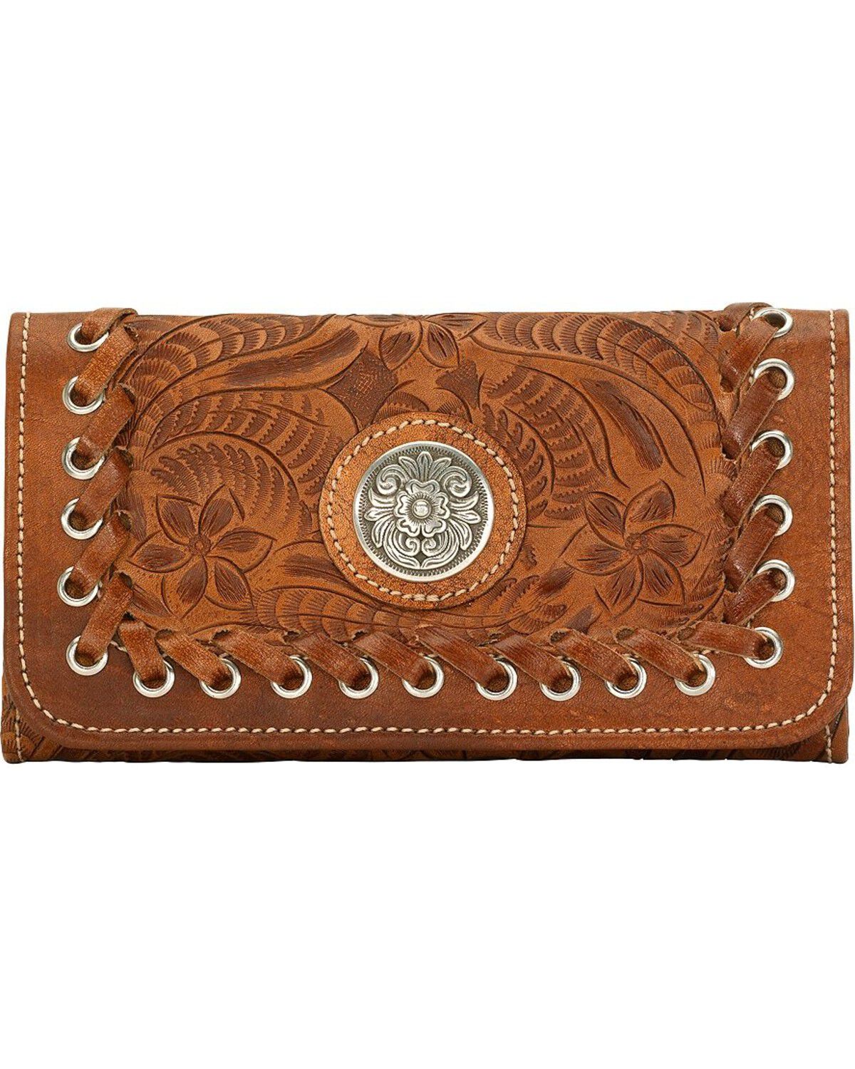 Image #1 - American West Harvest Moon Tri-Fold Leather Wallet, Saddle Tan, hi-res