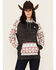 Image #1 - Hooey Women's Southwestern Print Contrast Hoodie , Charcoal, hi-res