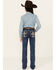 Image #3 - Miss Me Girls' Medium Wash Cross Embroidered Stretch Bootcut Jeans, Dark Blue, hi-res