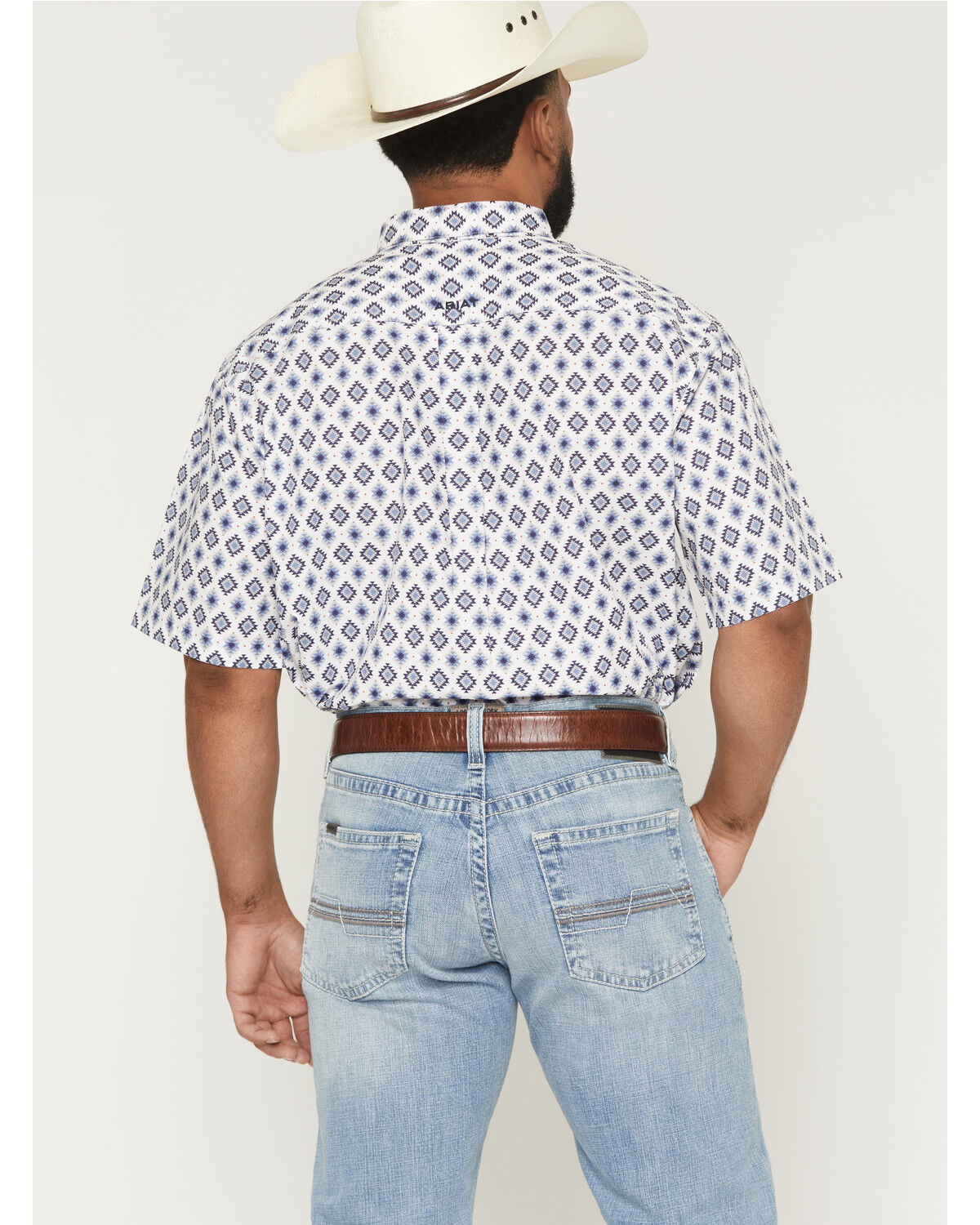 Image #4 - Ariat Men's Baxter Southwestern Print Short Sleeve Button-Down Western Shirt - Big, White, hi-res