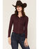 Image #1 - Idyllwind Women's Norwood Solid Long Sleeve Snap Thermal Shirt, Wine, hi-res