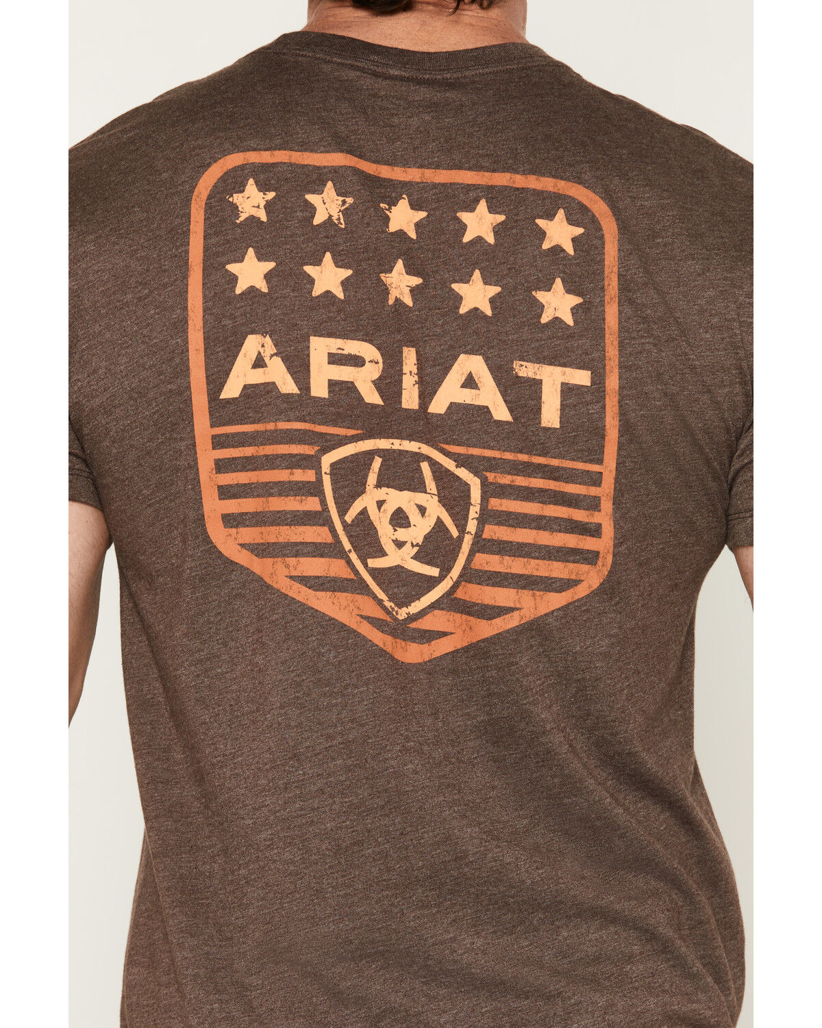 Image #4 - Ariat Men's Logo Patriotic Badge Short Sleeve Graphic T-Shirt, Brown, hi-res