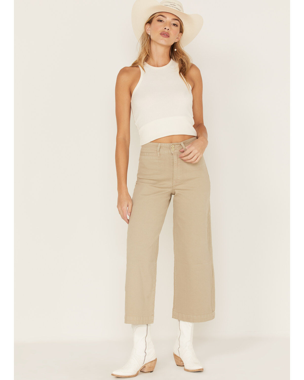 Image #1 - Unpublished Denim Women's Oyster High Rise Gemma Cropped Straight Jeans, Taupe, hi-res