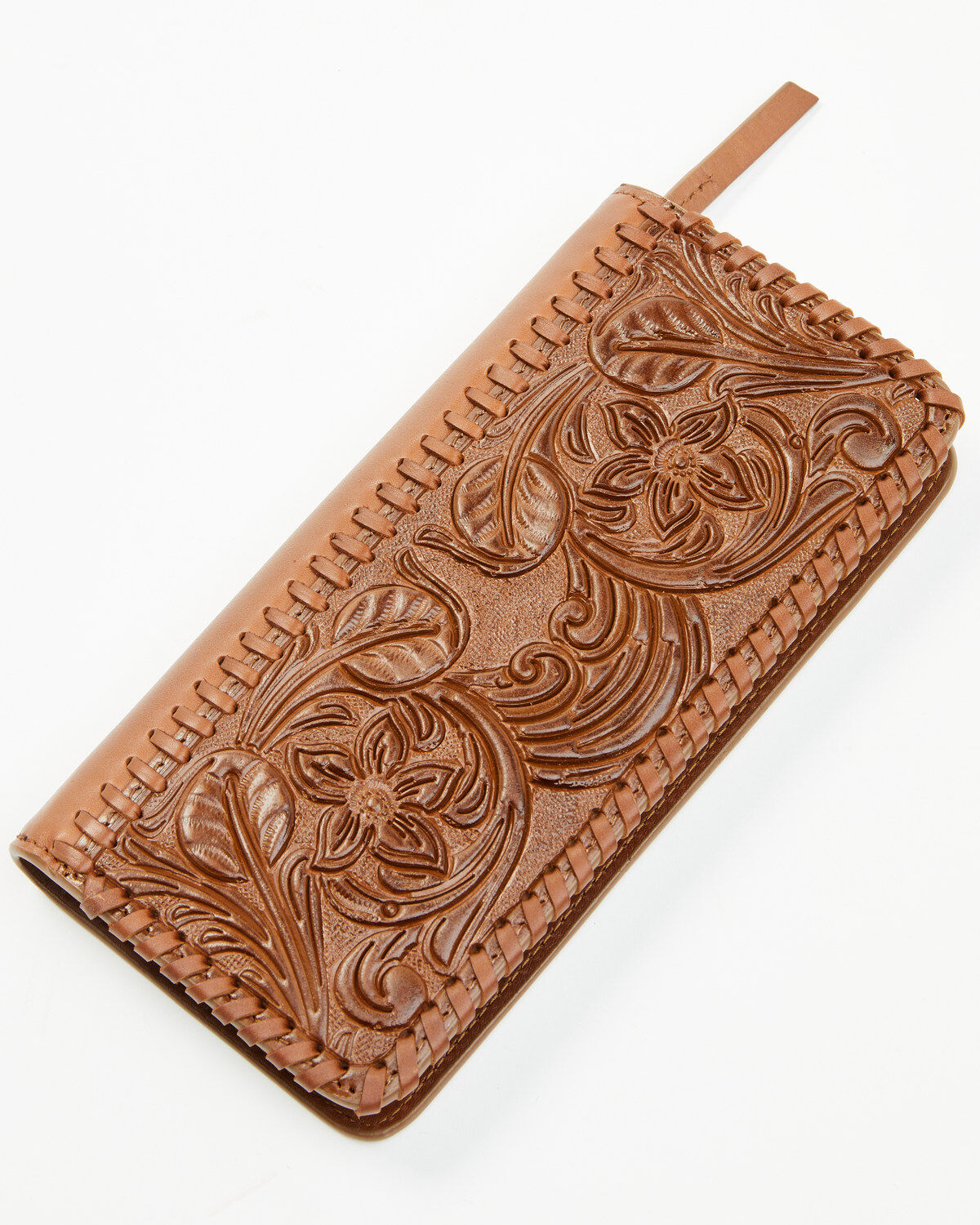 Shyanne Women's Laurel Tooled Leather Wallet, Brown, hi-res