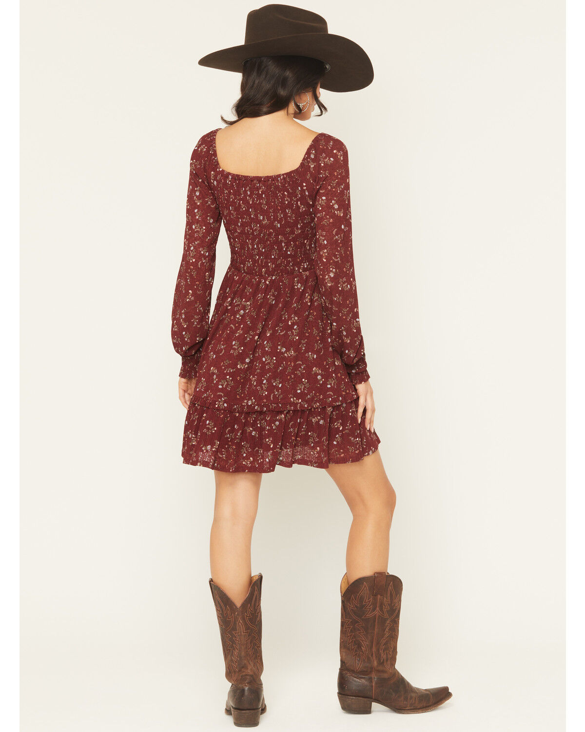 Image #5 - Idyllwind Women's Pippin Ditsy Floral Print Long Sleeve Mini Dress, Cherry, hi-res