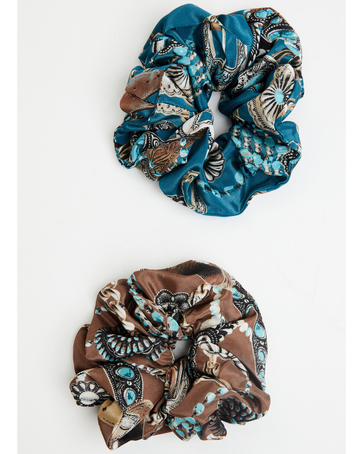 Image #1 - Shyanne Women's Calla Accessory Print Hair Scrunchie Pack - 2 Piece, Blue, hi-res