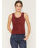 Image #3 - Shyanne Women's Cut Out Tie-Front Tank, Burgundy, hi-res
