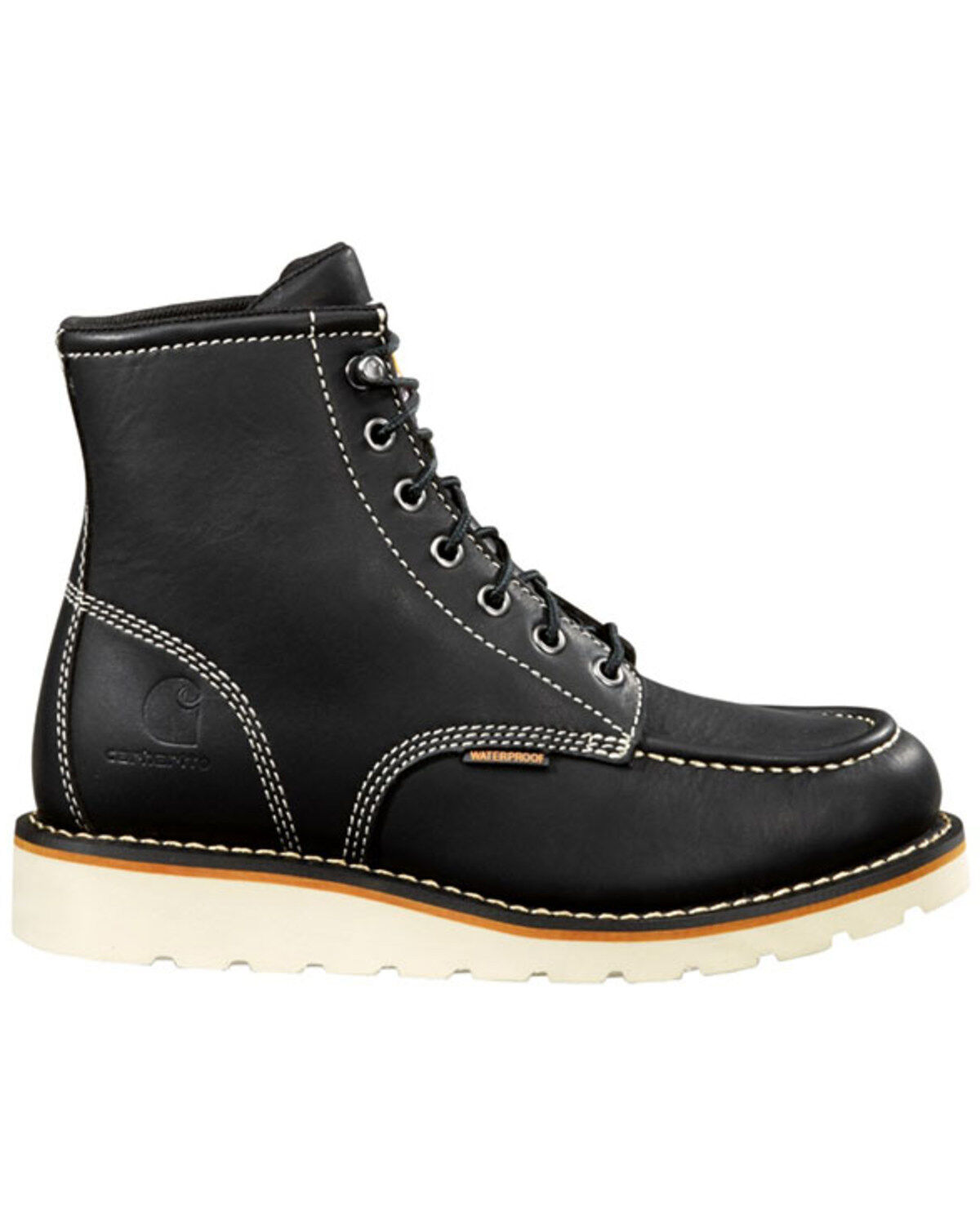 Image #2 - Carhartt Women's Black Wedge Sole Waterproof Work Boots - Soft Toe, Black, hi-res