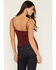 Image #4 - Miss Me Women's Solid Embroidered Tank Top, Burgundy, hi-res