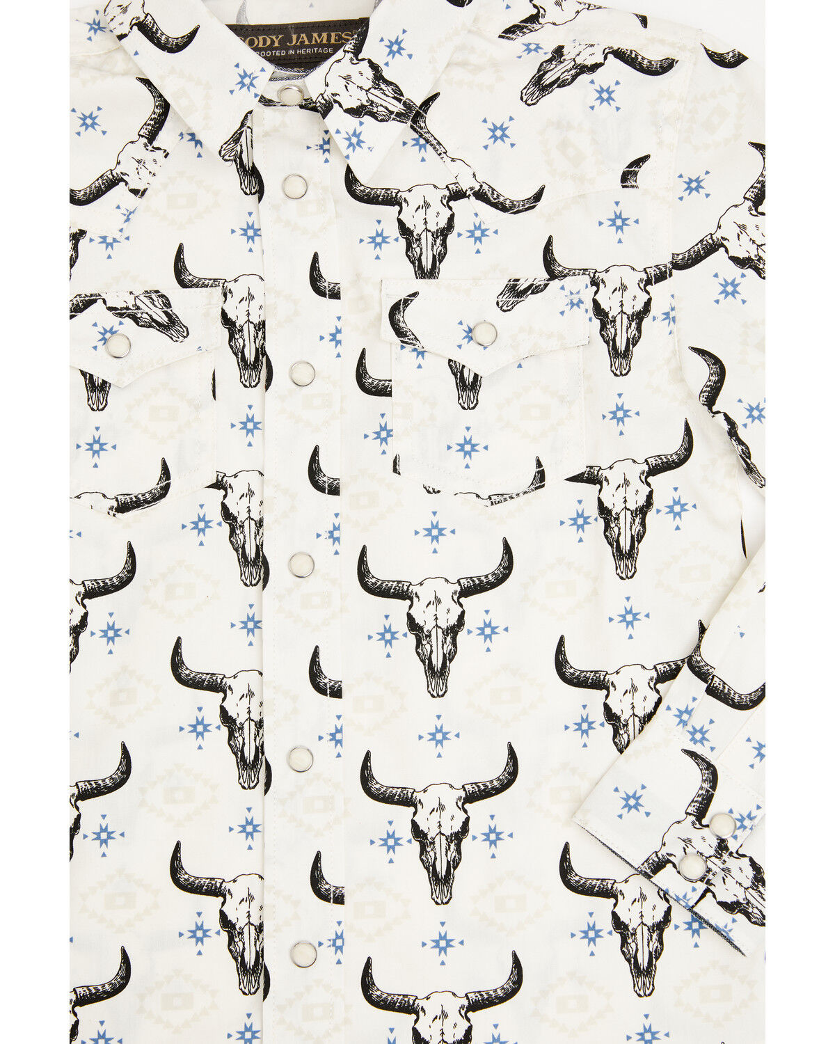 Image #2 - Cody James Toddler Boys' Prehistoric Bull Skull Print Long Sleeve Snap Western Shirt, Cream, hi-res