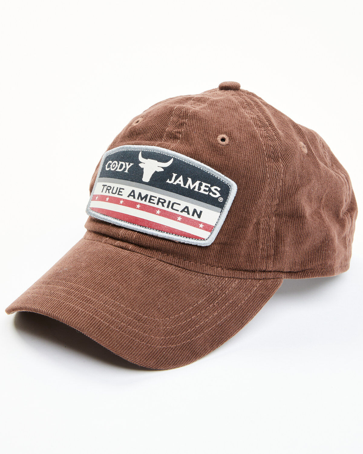 Cody James Men's Corduroy True American Logo Patch Ball Cap, Brown, hi-res