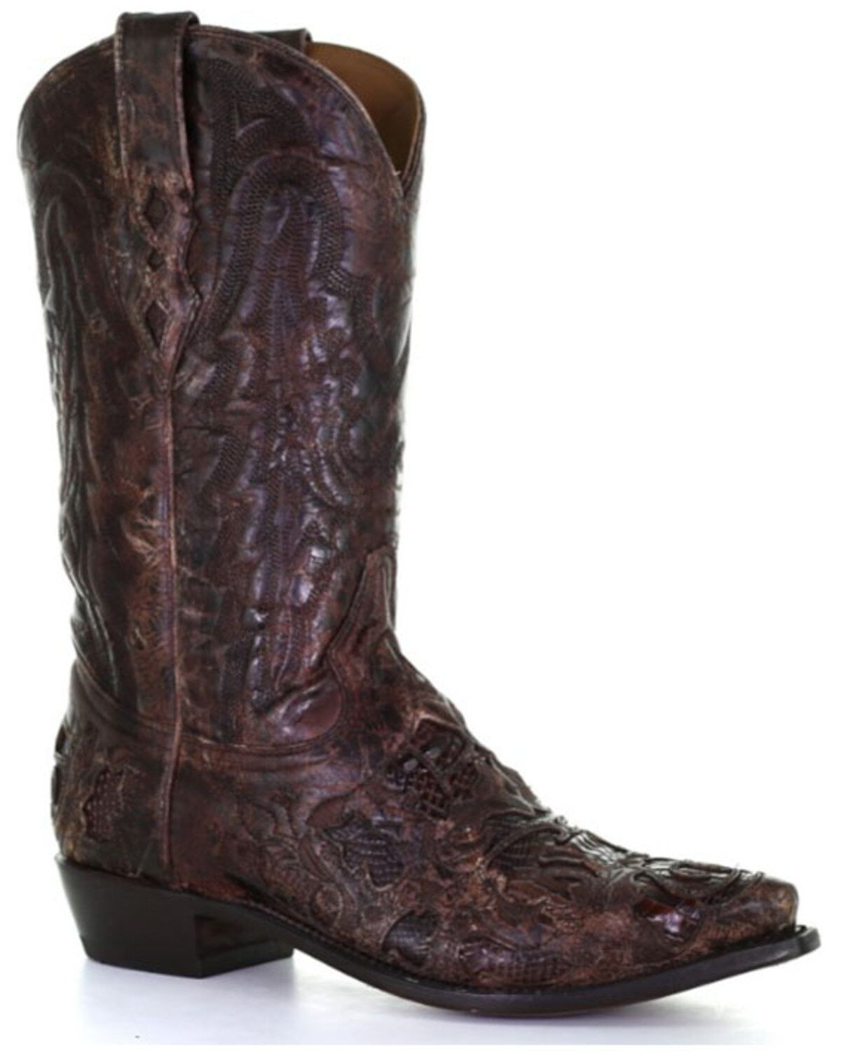 Image #1 - Corral Men's Brown Exotic Alligator Inlay Western Boots - Snip Toe, Brown, hi-res