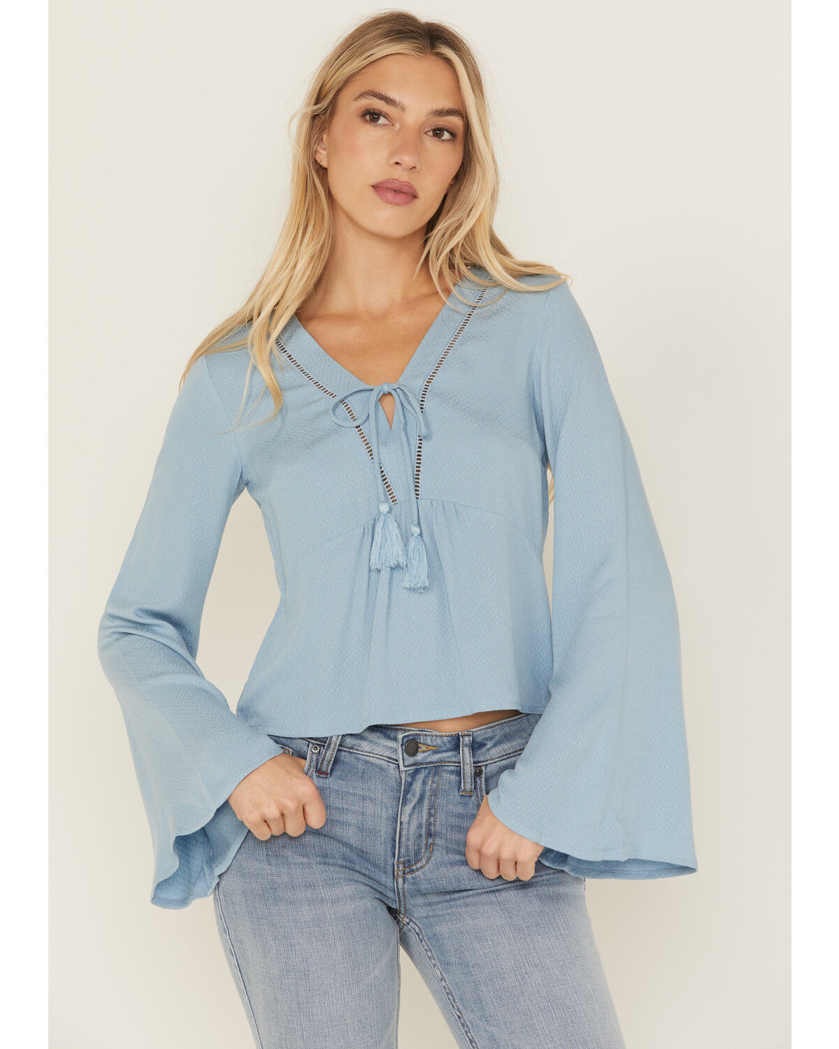 Idyllwind Women's Cedar Lace-Up Top, Light Blue, hi-res
