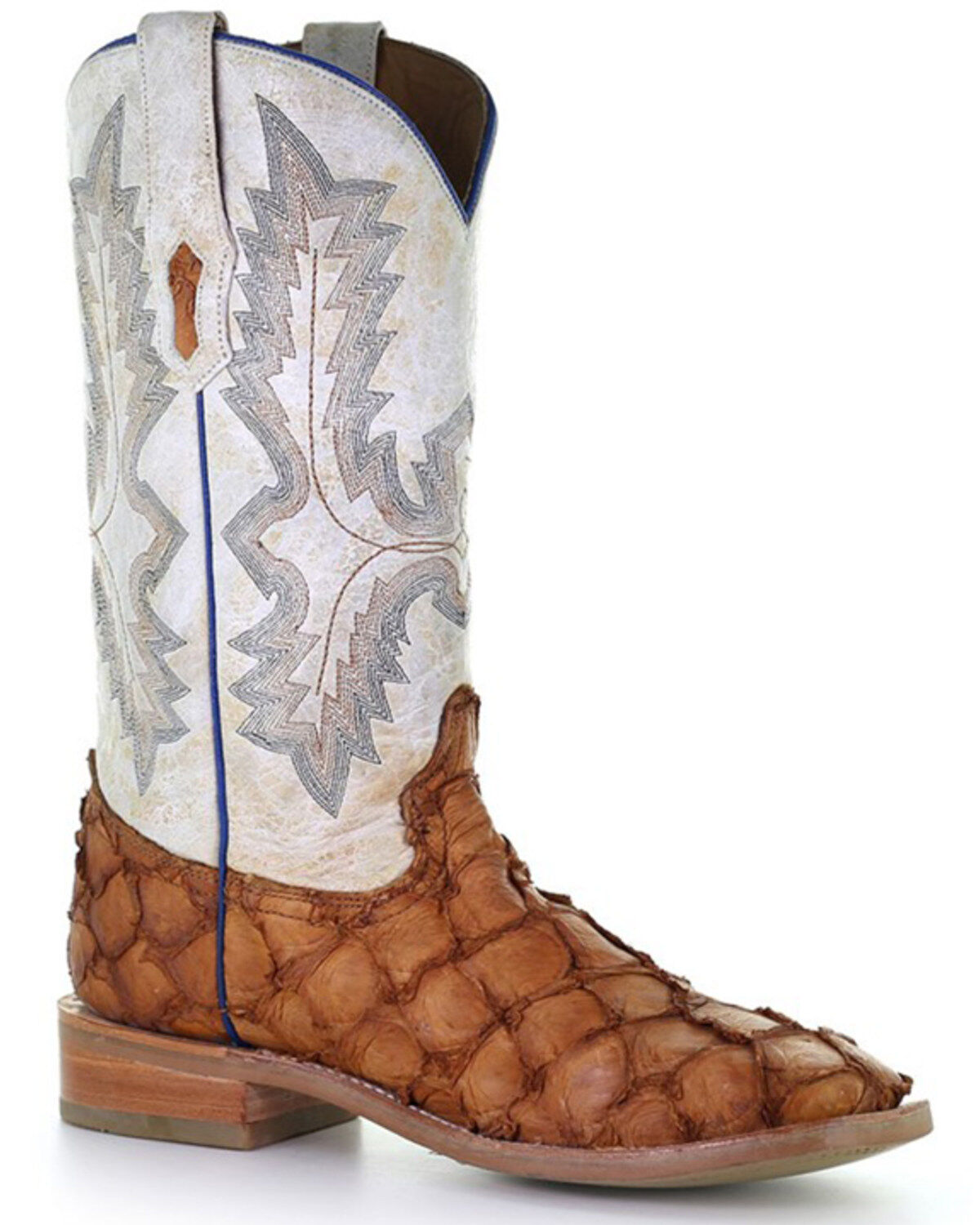 Corral Men's Exotic Pirarucu Skin Western Boots - Broad Square Toe, Cognac, hi-res