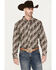 Image #1 - RANK 45&reg; Men's Altonwon Striped Geo Print Long Sleeve Button-Down Western Shirt, Coffee, hi-res