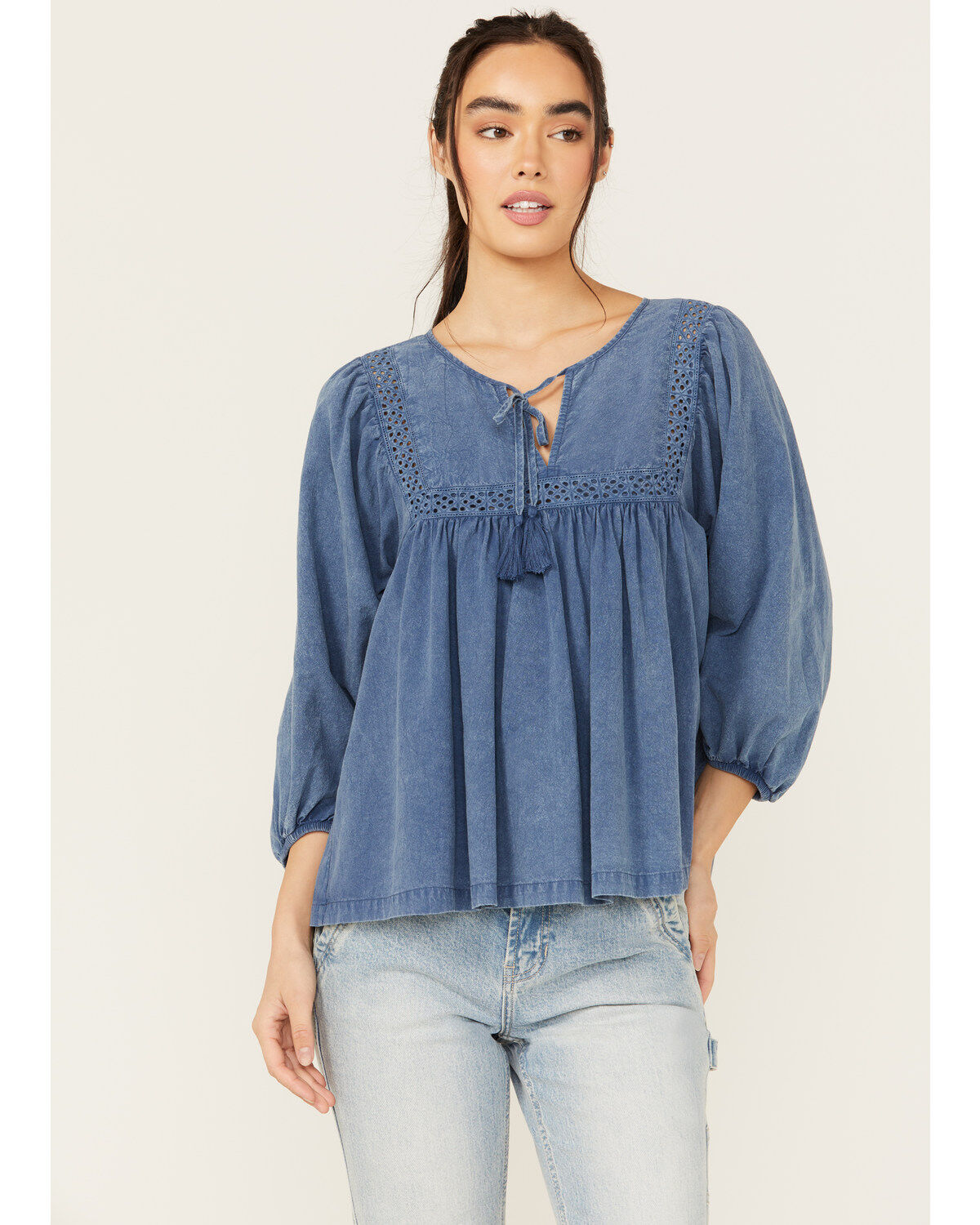 Image #1 - Cleo + Wolf Women's Painters Blouse, Blue, hi-res