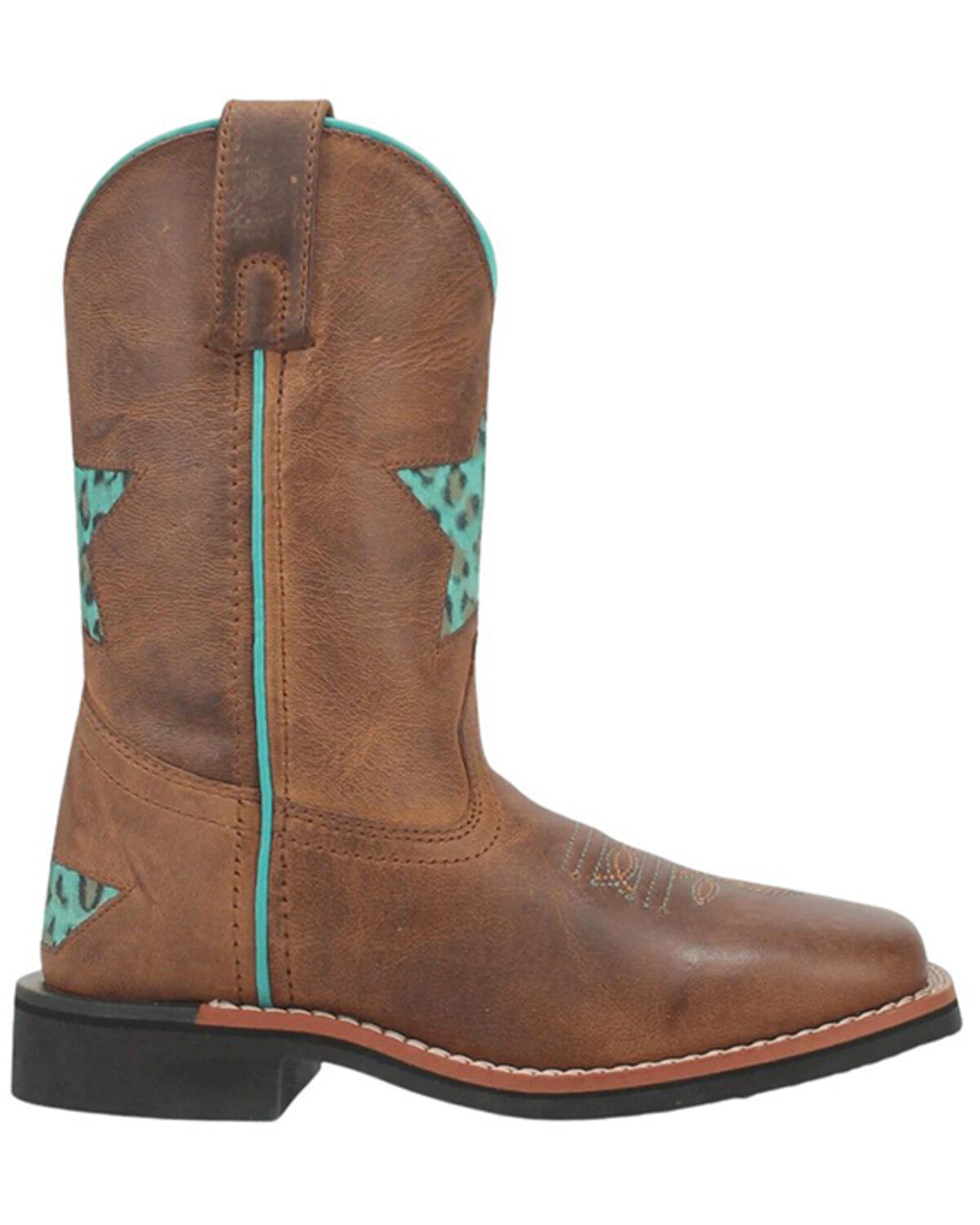 Image #2 - Dan Post Girls' Shoot For The Stars Western Boots - Square Toe, Brown, hi-res