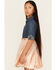 Image #2 - Sugar California Girls' Metallic Denim Quarter Sleeve Dress, Pink, hi-res