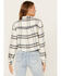 Image #4 - Cleo + Wolf Women's Cropped Plaid Print Flannel Shirt , Cream, hi-res