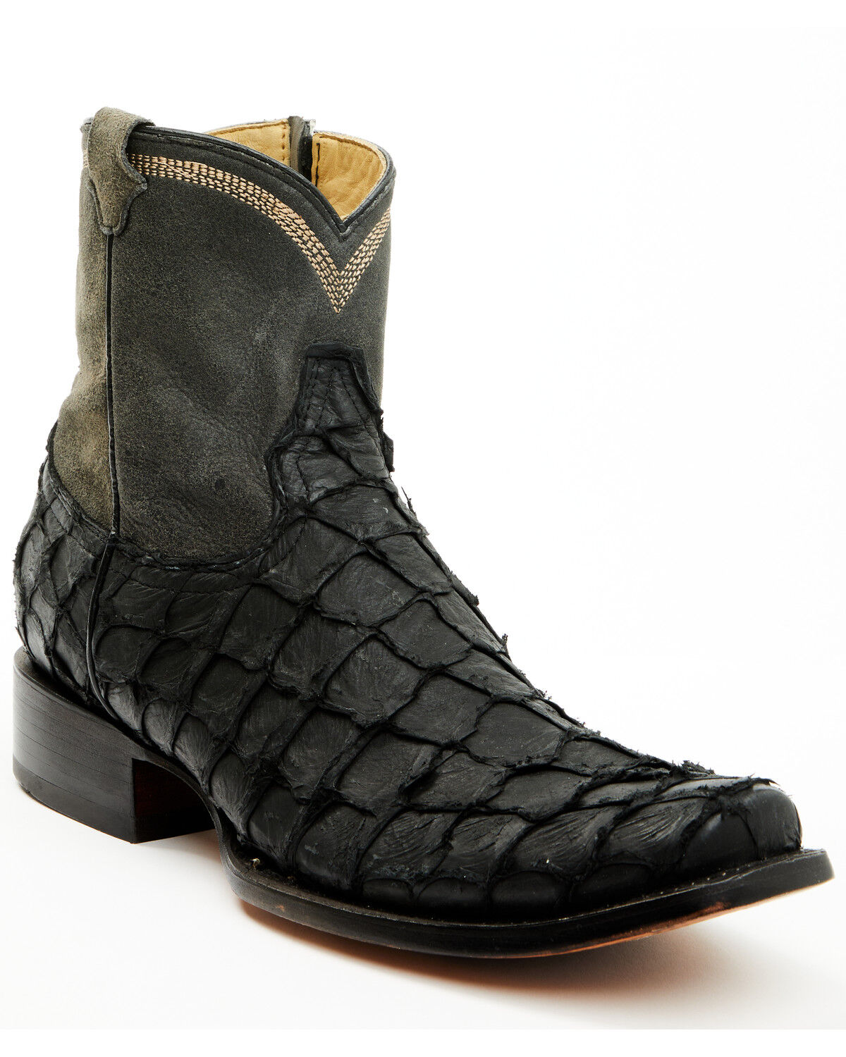 Corral Men's Exotic Pirarucu Western Ankle Boots - Square Toe, Black, hi-res