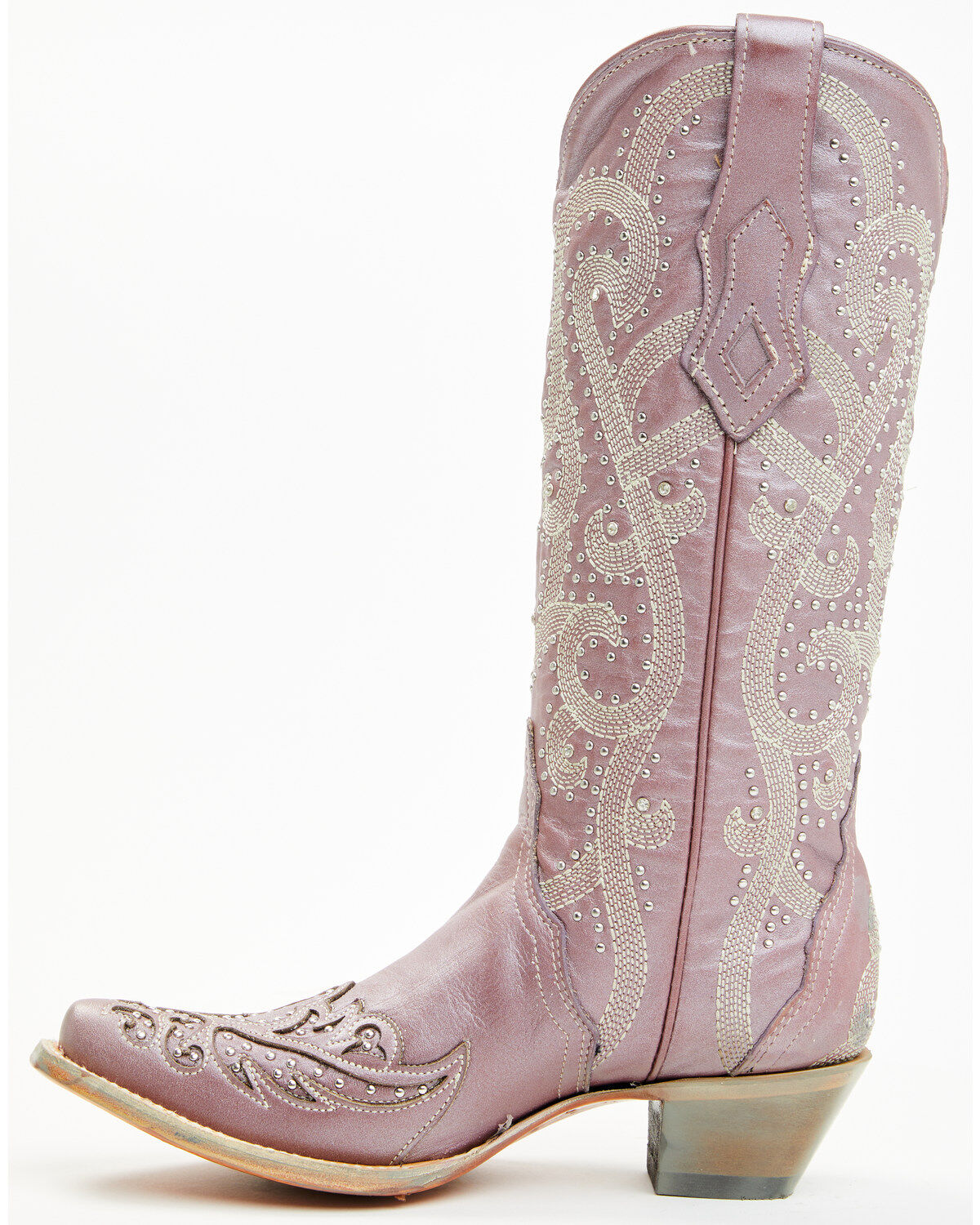 Image #3 - Corral Women's Metallic Embellished Overlay Western Boots - Snip Toe, Rose, hi-res