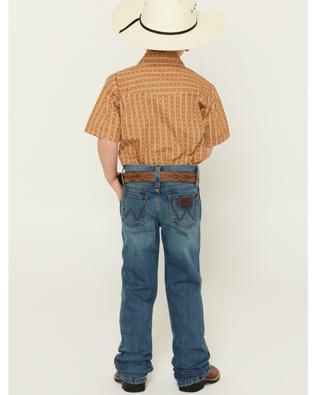 Image #1 - Wrangler Retro Little Boys' Medium Wash Bowden Relaxed Bootcut Stretch Denim Jeans, Medium Wash, hi-res