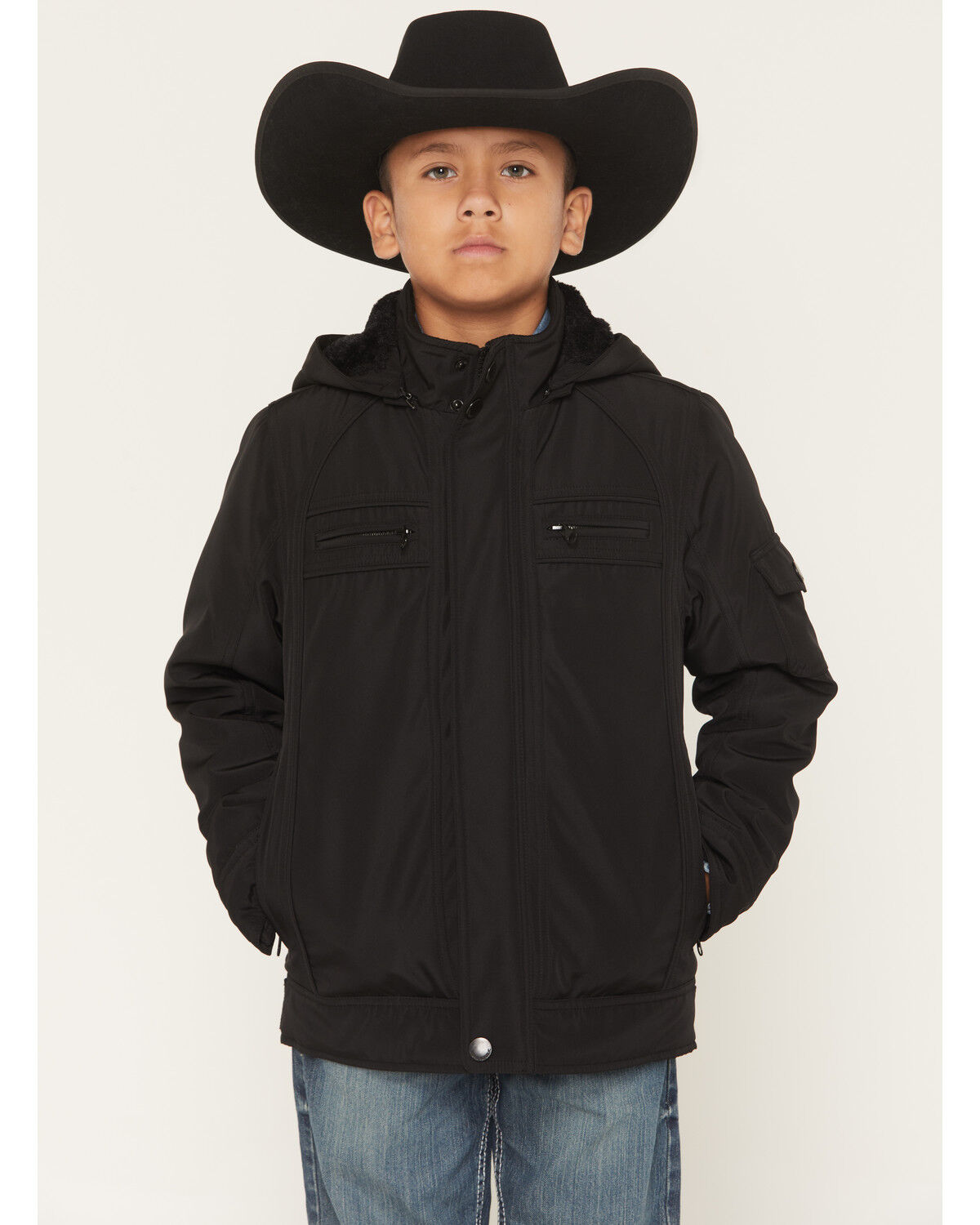 Urban Republic Boys' Fur Lined Jacket, Black, hi-res