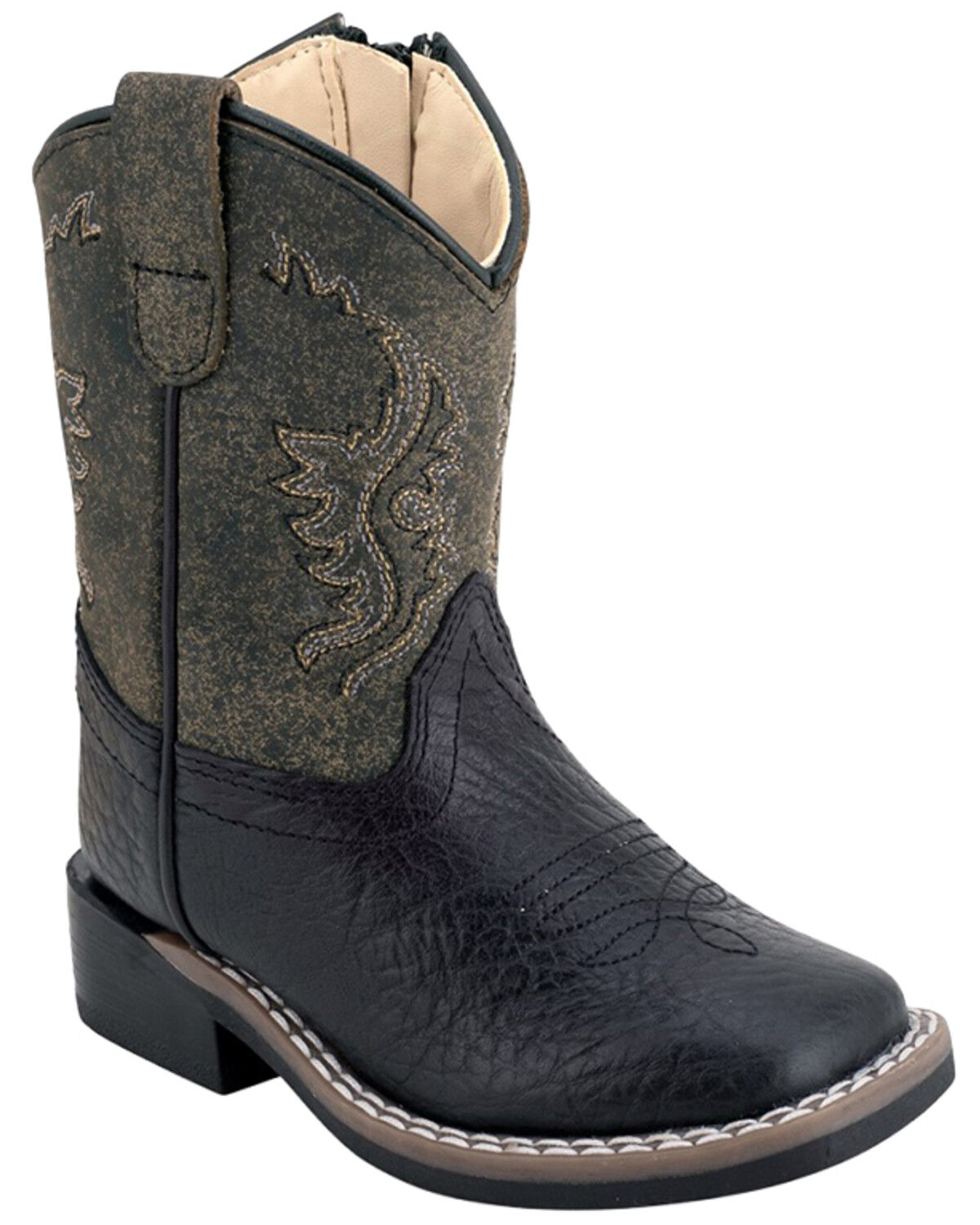Old West Toddler Boys' Western Boots - Broad Square toe, Black, hi-res