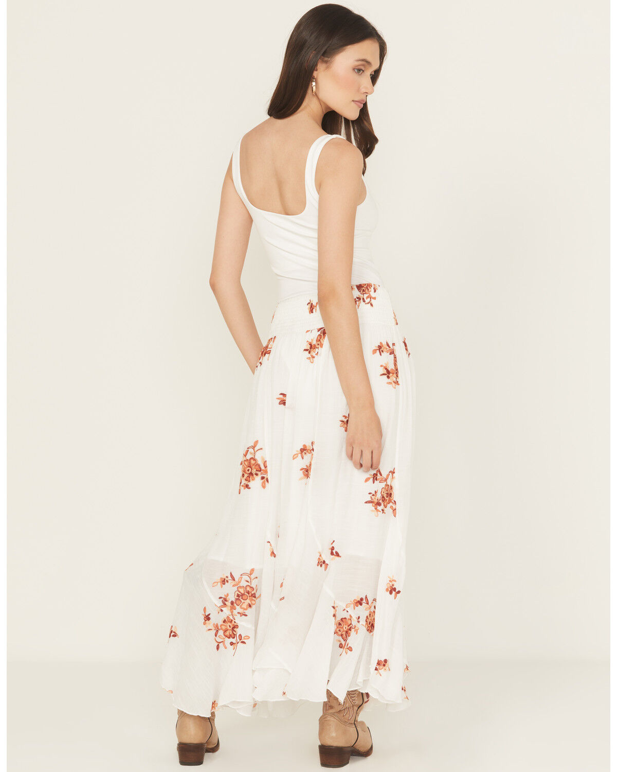 Image #3 - Wild Moss Women's Embroidered Midi Skirt, White, hi-res