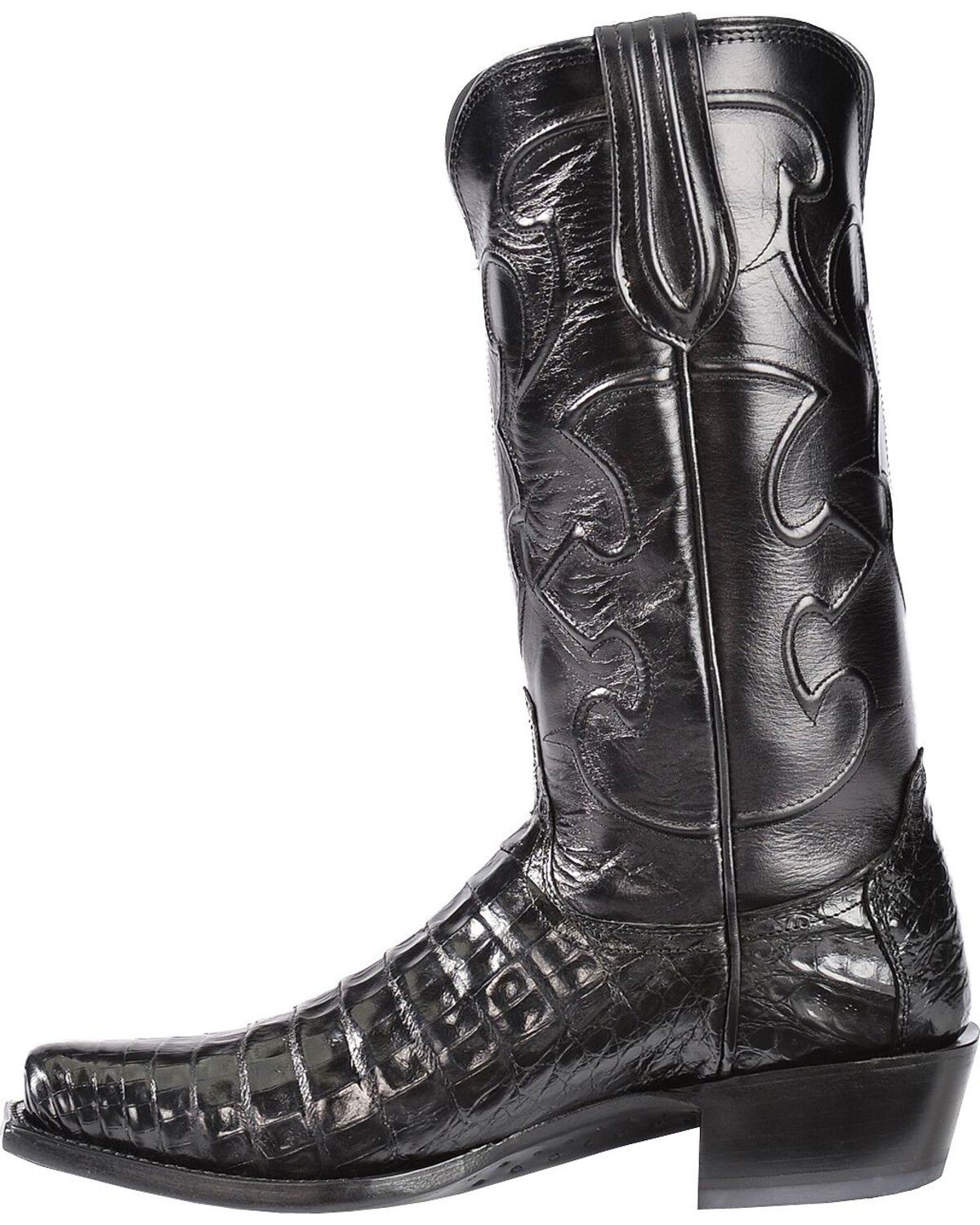 Image #4 - Lucchese 1883 Charles Croc Belly Western Boots - Square Toe, Black, hi-res