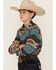 Image #2 - Cody James Boys' Bandera Southwestern Print Long Sleeve Snap Flannel Shirt, Blue, hi-res