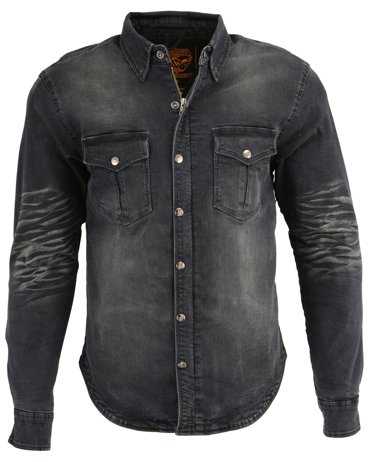 Milwaukee Performance Men's Denim Biker Shirt - Big & Tall, Black, hi-res