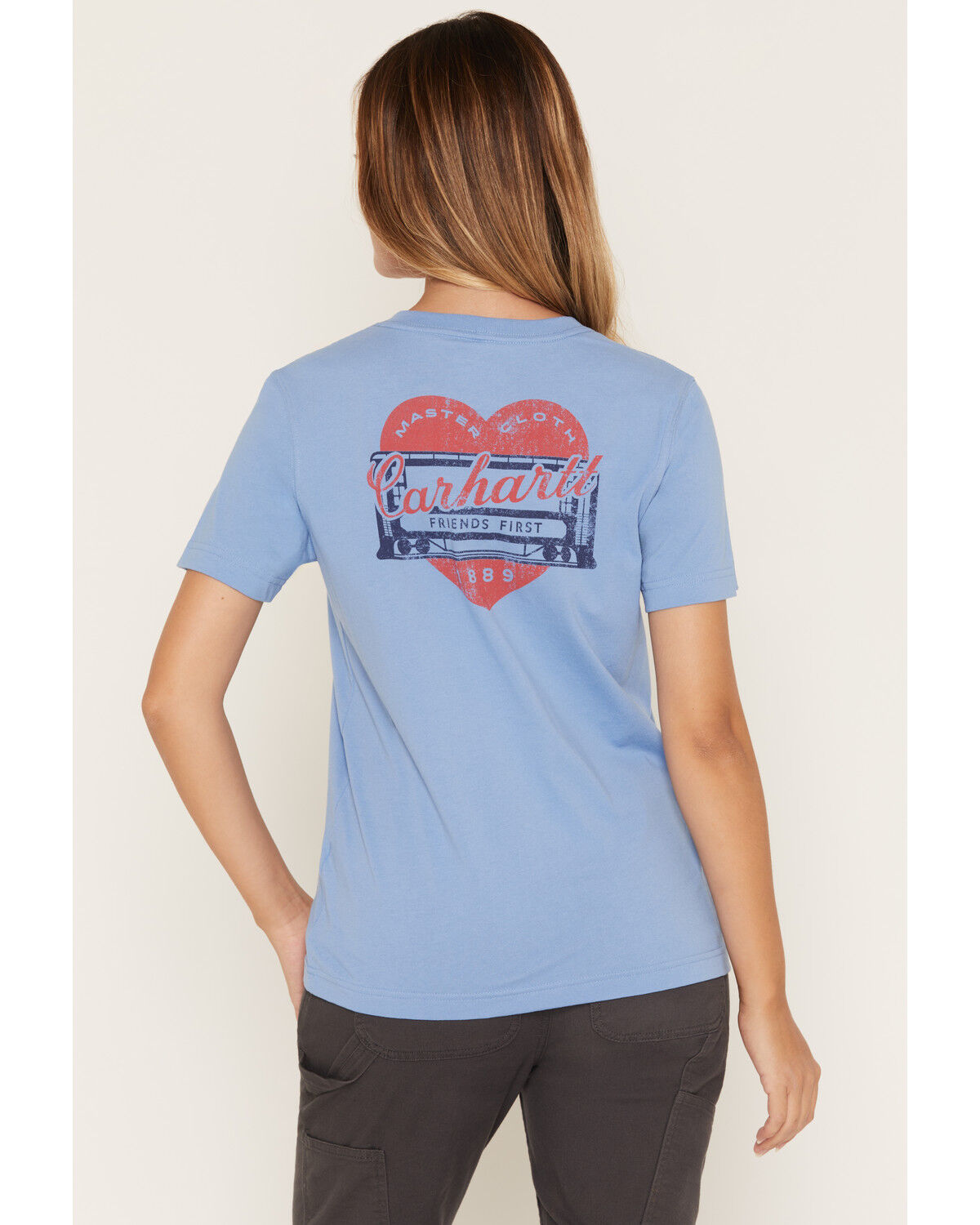 Image #1 - Carhartt Women's Irvine Relaxed Heritage Short Sleeve Graphic Tee, Blue, hi-res