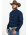 Image #3 - Ariat Men's Wrinkle Free Button-Down Long Sleeve Western Shirt, Navy, hi-res