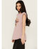 Image #2 - Blended Women's Freedom Rock Shoulder Pad Muscle Tee , Pink, hi-res