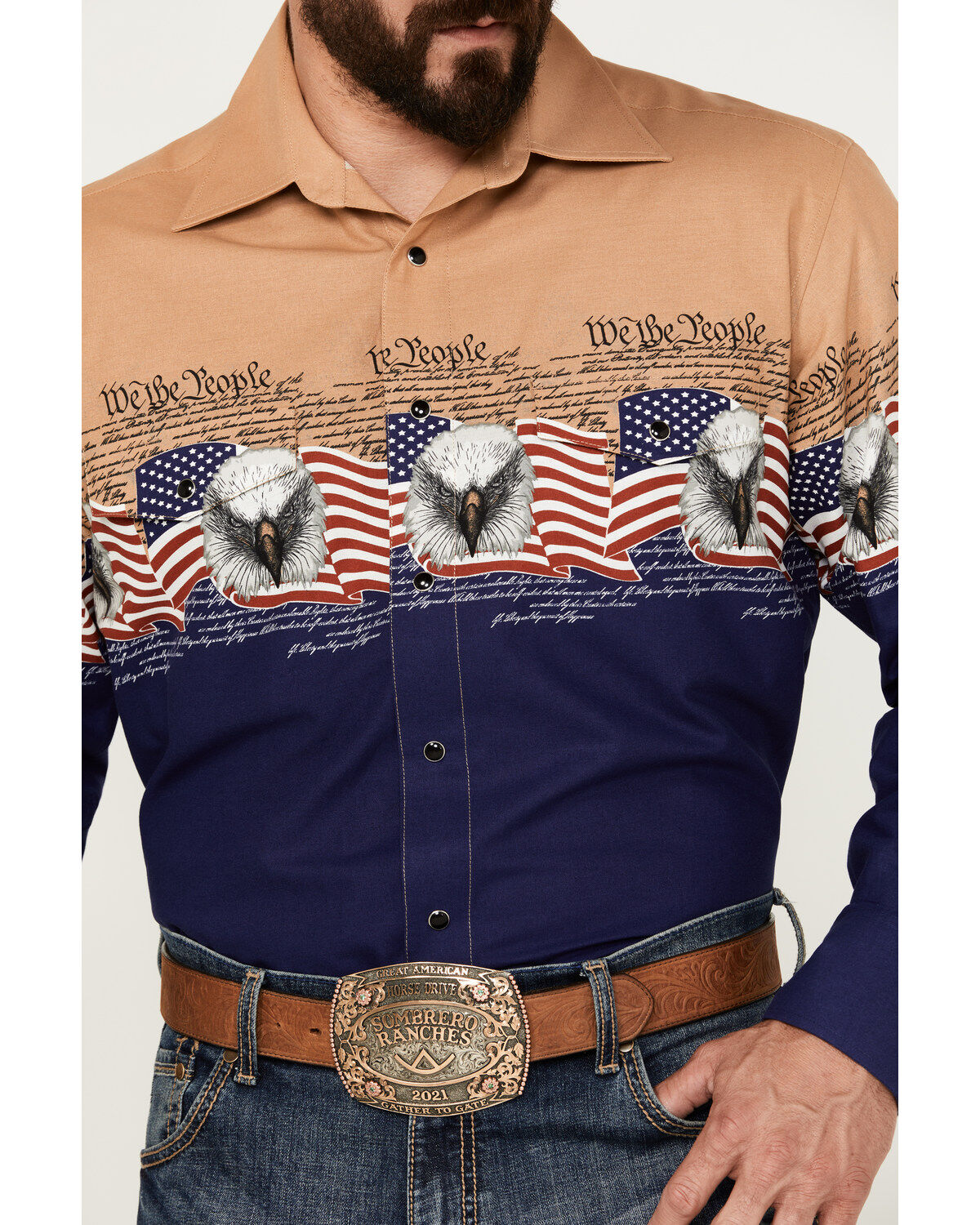 Image #3 - Panhandle Men's We The People Border Long Sleeve Snap Western Shirt, , hi-res