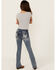 Image #3 - Grace in LA Girls' Medium Wash Butterfly Pocket Bootcut Stretch Denim Jeans, Medium Wash, hi-res