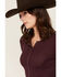 Image #2 - Idyllwind Women's Norwood Solid Long Sleeve Snap Thermal Shirt, Wine, hi-res