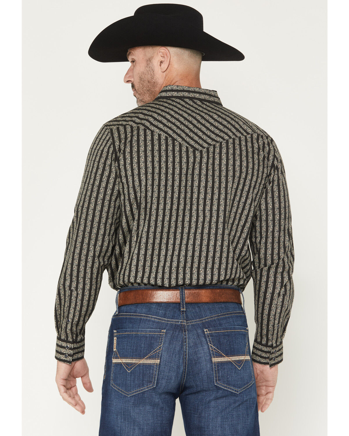Image #4 - Gibson Trading Co Men's Da Club Floral Striped Long Sleeve Snap Western Shirt, Black, hi-res