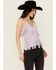 Image #1 - Blue B Women's Faux Suede Fringe Tank, Purple, hi-res