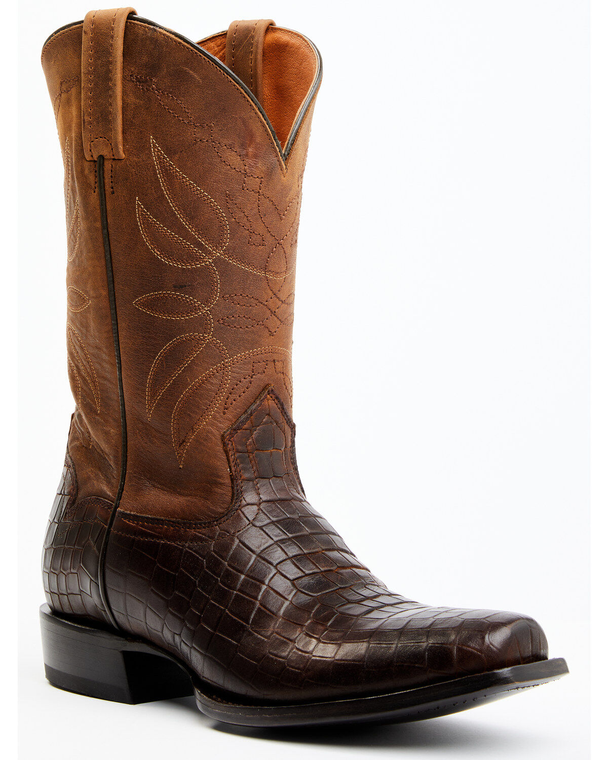 Image #1 - Moonshine Spirit&reg; Men's Madison Brown Printed Leather Western Boots - Square Toe, Brown, hi-res