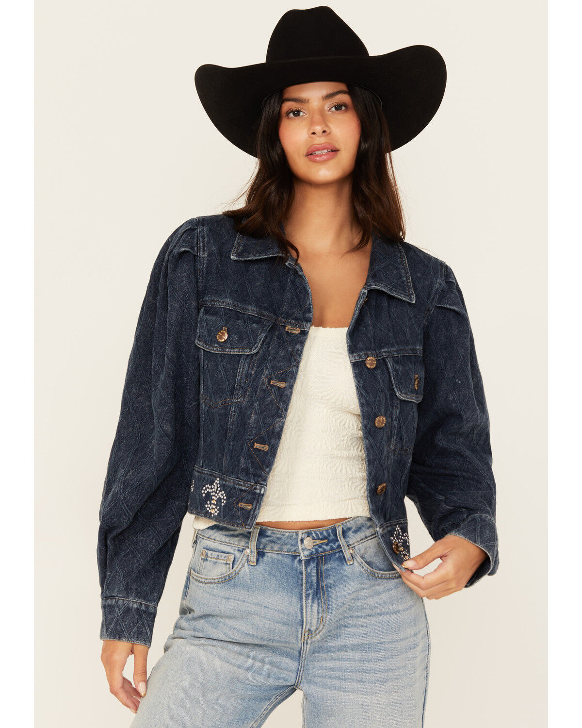 Image #1 - Miss Me Women's Dark Wash Denim Jacket, Dark Wash, hi-res
