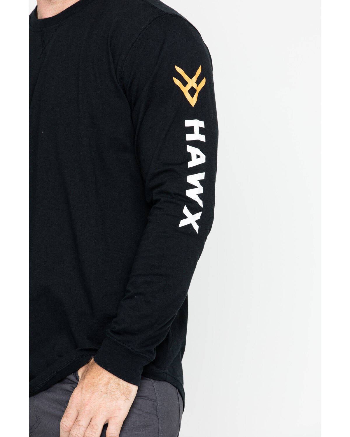Image #4 - Hawx Men's Logo Crew Long Sleeve Work T-Shirt - Tall, Black, hi-res