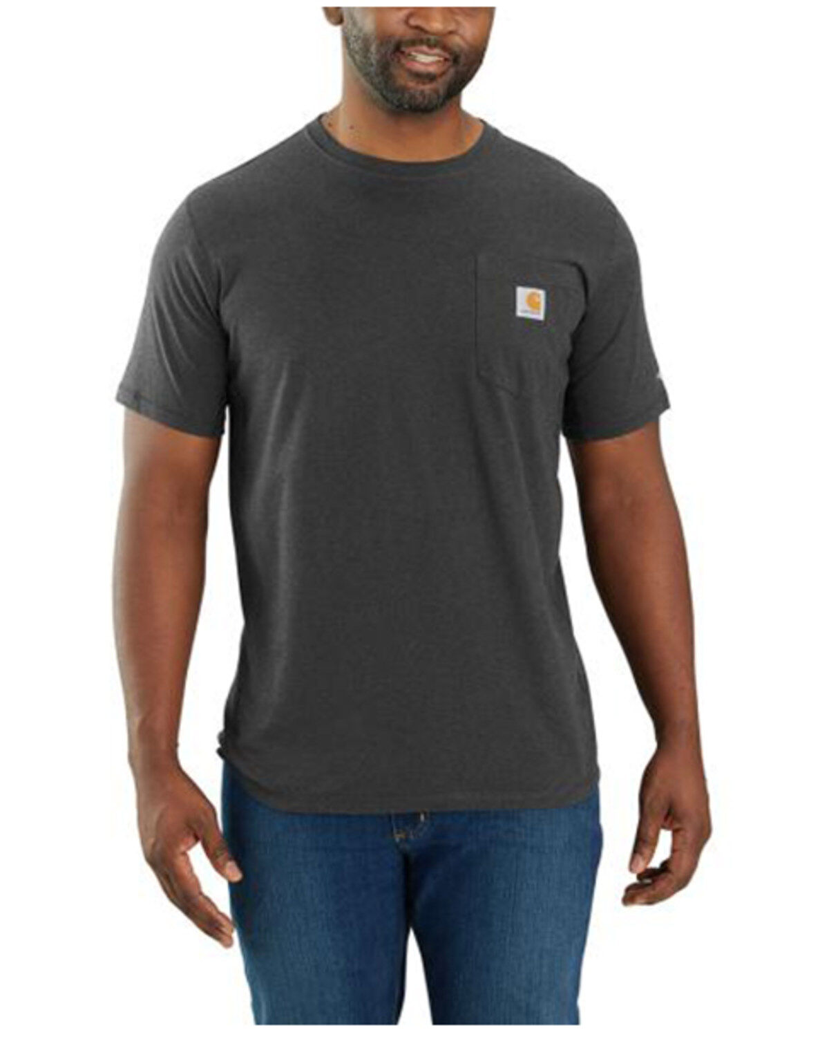 Image #1 - Carhartt Men's Force Relaxed Fit Midweight Short Sleeve Pocket T-Shirt - Tall, Grey, hi-res