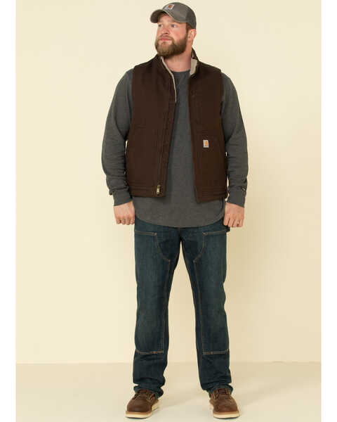 Image #3 - Carhartt Men's Dark Brown Washed Duck Sherpa Lined Mock Neck Loose Fit Work Vest , Dark Brown, hi-res