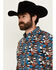 Image #2 - RANK 45&reg; Men's Yaak Abstract Geo Print Long Sleeve Button-Down Stretch Western Shirt, Chocolate, hi-res