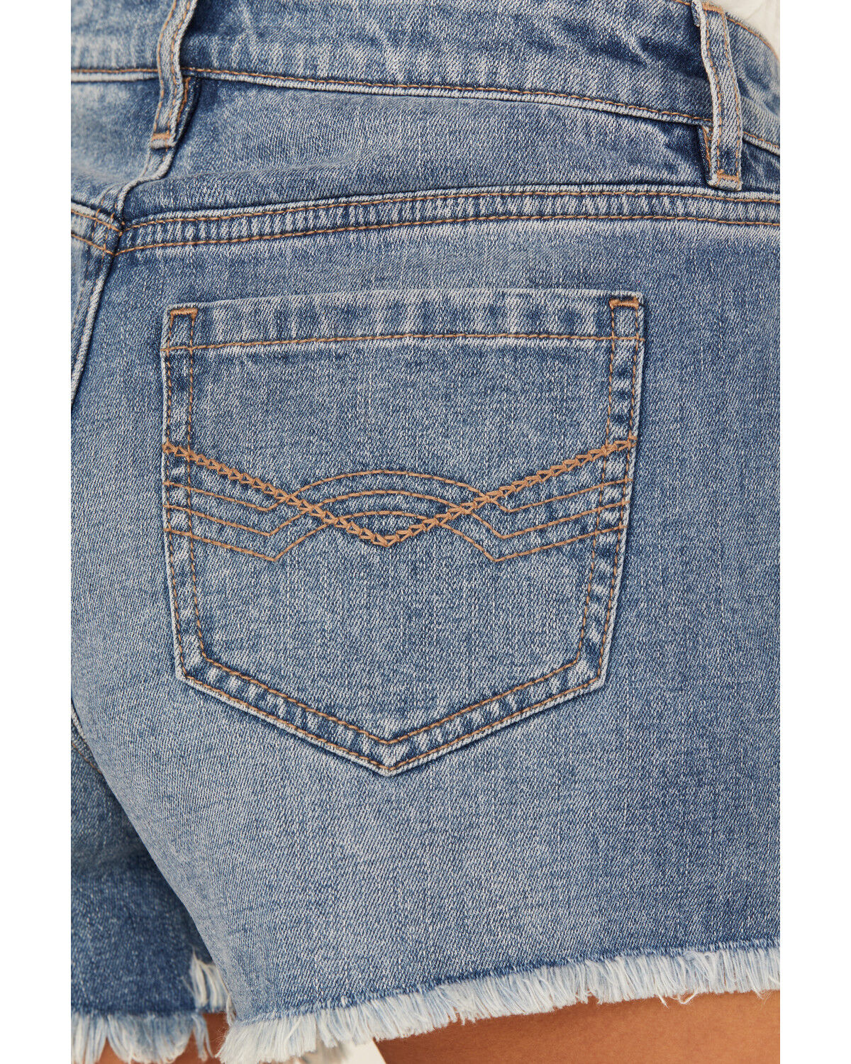 Image #5 - Idyllwind Women's Fawn Medium Wash Gypsy High Rise Comfort Stretch Shorts, Medium Wash, hi-res