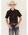 Image #1 - Cody James Boys' Sheriff Conversation Print Short Sleeve Snap Western Shirt, Black, hi-res