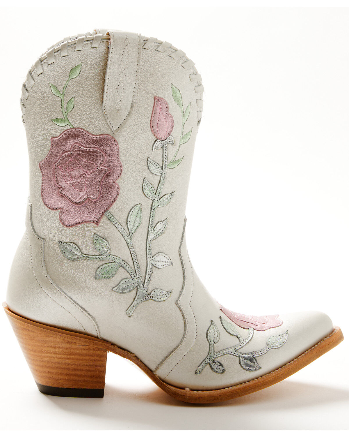 Image #2 - Ariat Women's Arrosa Overlay Metallic Short Western Boots - Round Toe, Ivory, hi-res