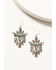 Image #1 - Shyanne Women's Silver Dakota Southwestern Longhorn Earrings, Silver, hi-res